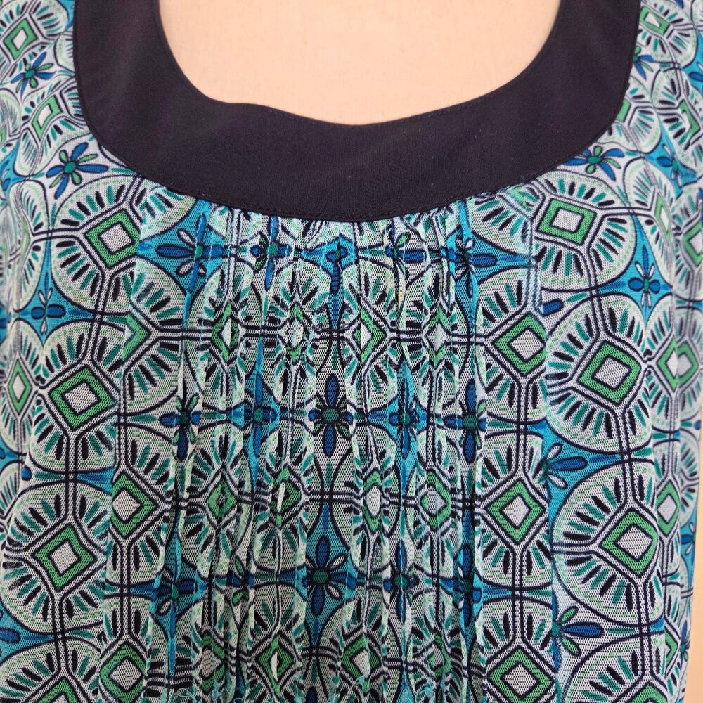Rafaella Studio 1X Pullover Sleeveless Tunic Scoop Neck Pintuck Lined Top Blue - Picture 2 of 14